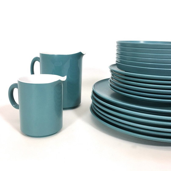 Image 1 of Oud blauw melamine servies, 1960-1970