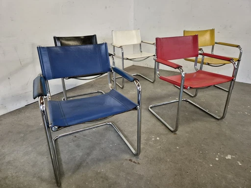 5X Bauhaus Lederen Stoelen 