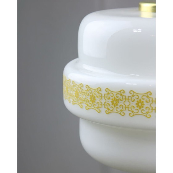 Image 1 of Mid Century hanglamp van glas en messing