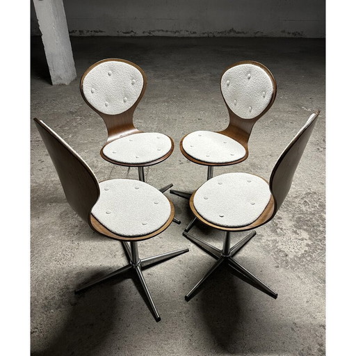 Set van 4 vintage stoelen van gebogen hout en palissanderfineer van Elmar Flötotto, Duitsland 1960