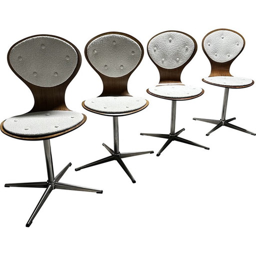 Set van 4 vintage stoelen van gebogen hout en palissanderfineer van Elmar Flötotto, Duitsland 1960