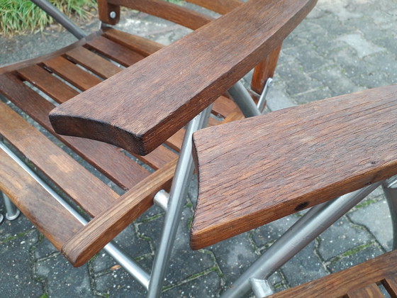 Image 1 of 4x Garden Impressions Teak/RVS standenstoelen inklapbaar