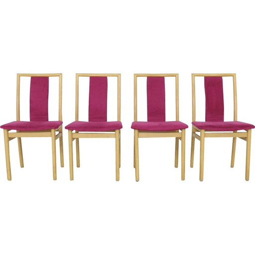 Set van 4 vintage fluwelen eetkamerstoelen van K. Høffer-Larsen