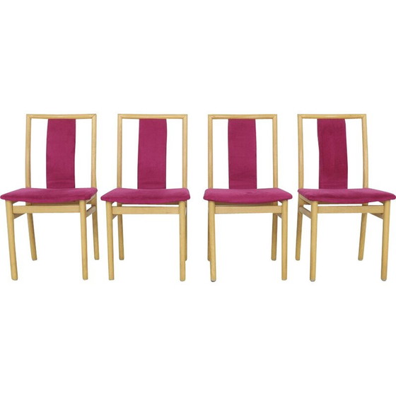 Image 1 of Set van 4 vintage fluwelen eetkamerstoelen van K. Høffer-Larsen