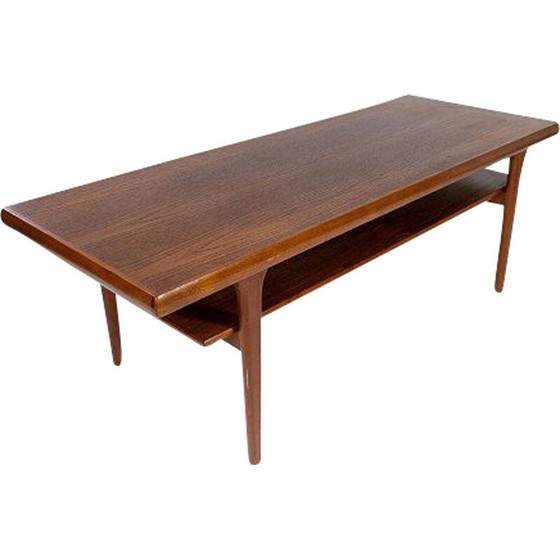 Image 1 of Vintage salontafel met teakhouten plank, Denemarken 1960