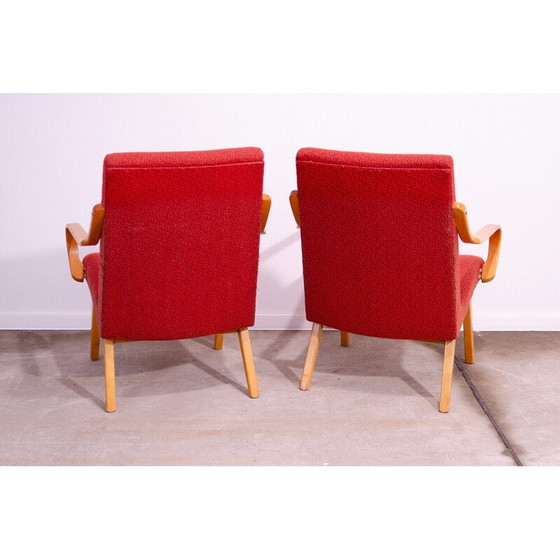 Image 1 of Paar vintage gebogen houten fauteuils van Jaroslav Šmídek voor Jitona, Tsjecho-Slowakije 1960