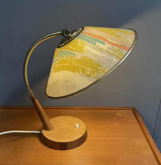 Image 1 of Temde bureaulamp jaren 60 met flexibele zwanenhals