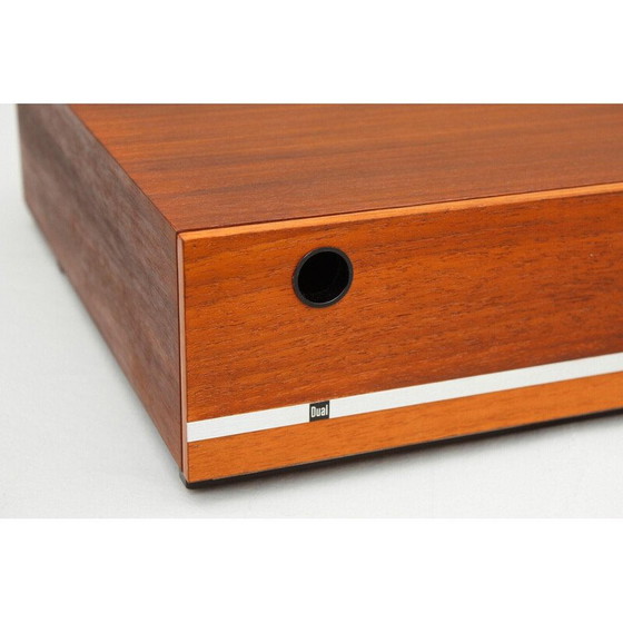 Image 1 of Vintage gefineerd houten opbergdoos voor vinyl platen van Dual, 1970