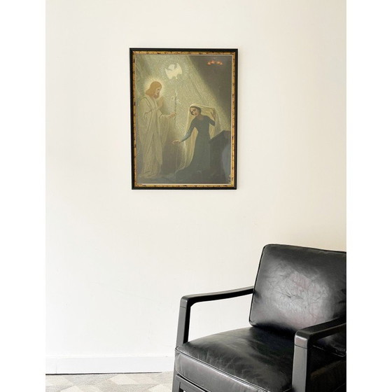 Image 1 of Vintage ingelijste prent van De Annunciatie, jaren 30