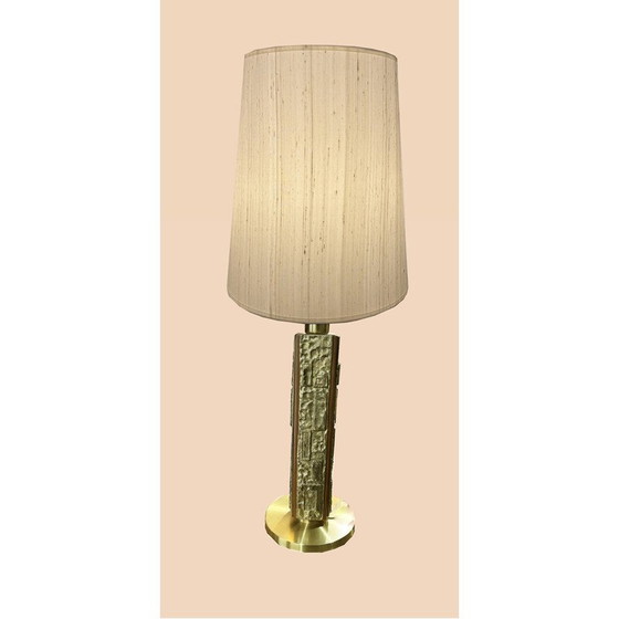 Image 1 of Vintage bronzen en houten lamp van Angelo Brotto, 1970