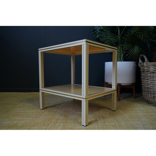 Mid century aluminium bijzettafel met twee niveaus van Pierre Vandel, 1970