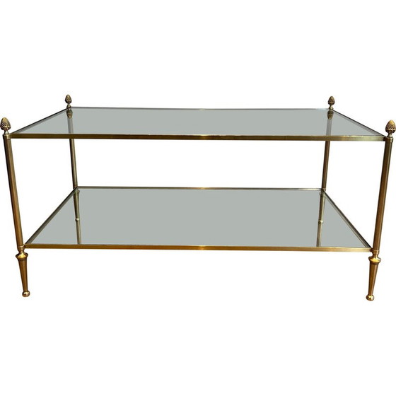 Image 1 of Vintage bronzen en messing salontafel voor La Maison Baguès, Frankrijk 1940