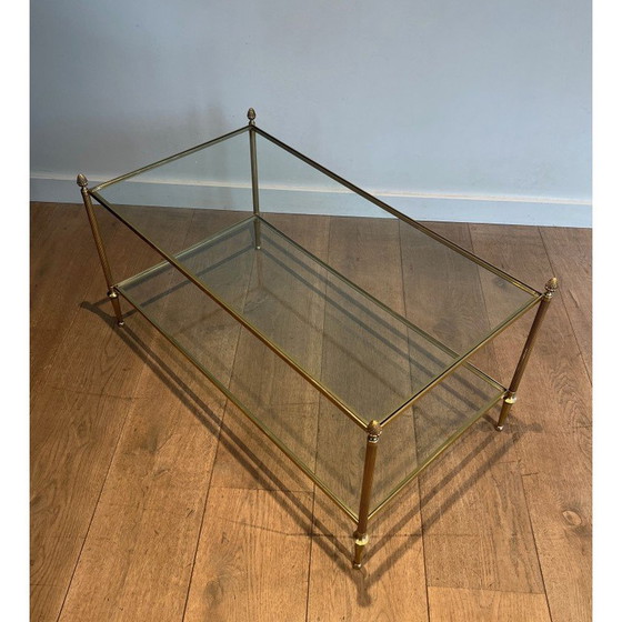 Image 1 of Vintage bronzen en messing salontafel voor La Maison Baguès, Frankrijk 1940