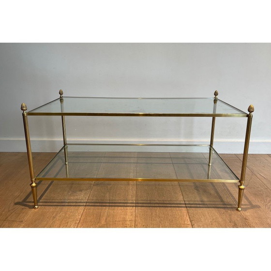 Image 1 of Vintage bronzen en messing salontafel voor La Maison Baguès, Frankrijk 1940