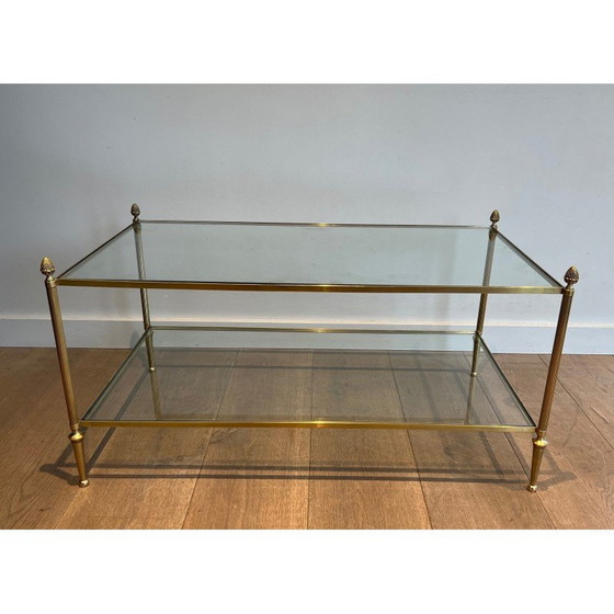 Image 1 of Vintage bronzen en messing salontafel voor La Maison Baguès, Frankrijk 1940