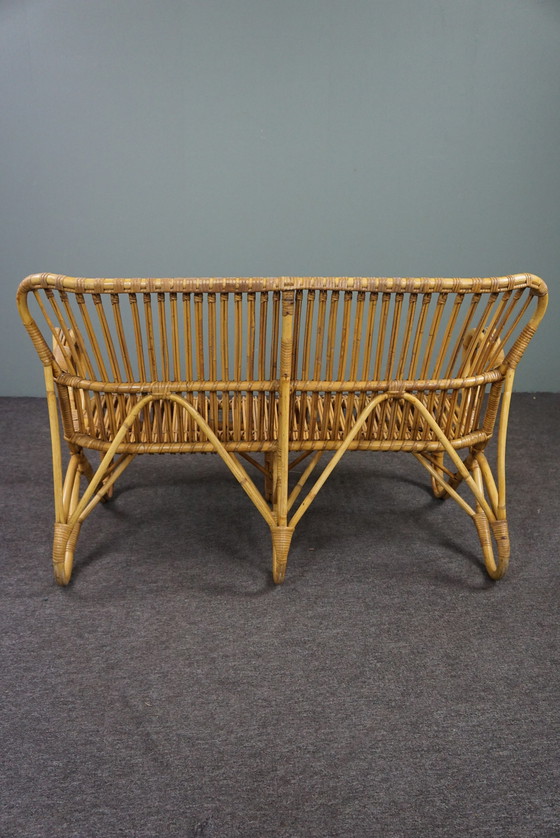 Image 1 of Midcentury rotan Belse 8, 2 zits bank, Dutch Design, 1950