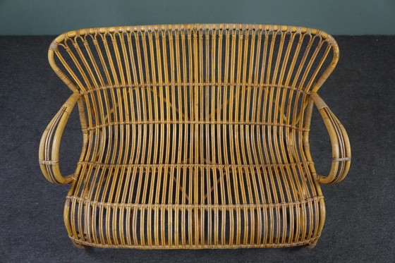 Image 1 of Midcentury rotan Belse 8, 2 zits bank, Dutch Design, 1950