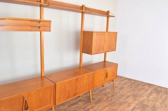 Image 1 of Mid Century Teakhouten wandmeubel van Kjell Riise voor Rival Brodrene Jatogs, 1960S, set van 3