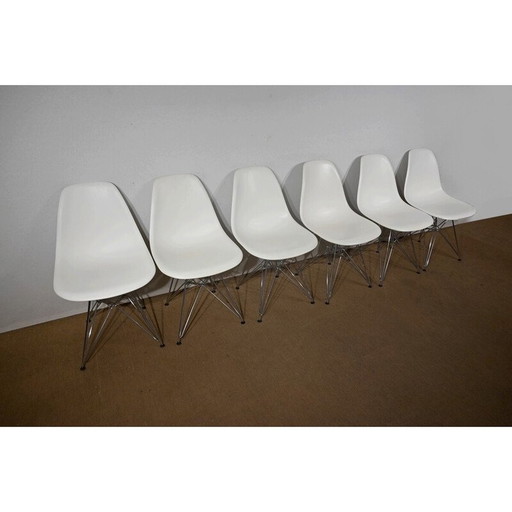 Set van 6 vintage Dsr stoelen in chroom en chroomstaal van Ray en Charles Eames voor Vitra, jaren 1960