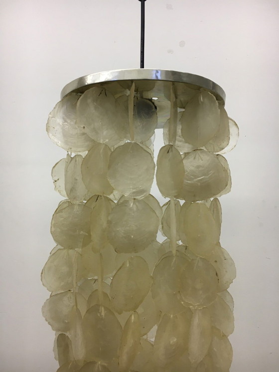 Image 1 of Capiz schelp vintage hanglamp, jaren 1970