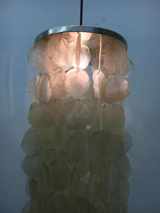 Image 1 of Capiz schelp vintage hanglamp, jaren 1970