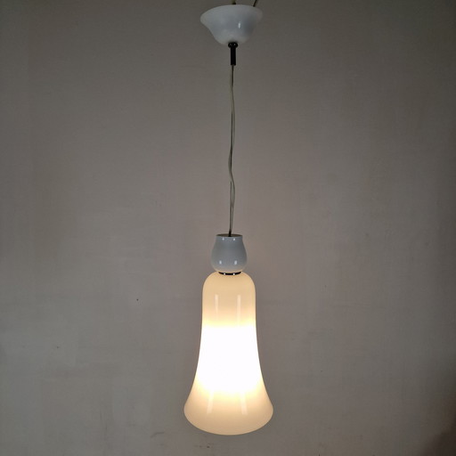 Anni Trenta Luce kroonluchter van Venini in wit Murano glas