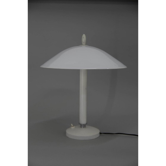 Image 1 of Vintage wit metalen en opaal glazen tafellamp, 1950