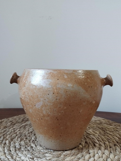 Grote Antieke Gelakte Aardewerk Pot - Authentiek en Vintage Deco