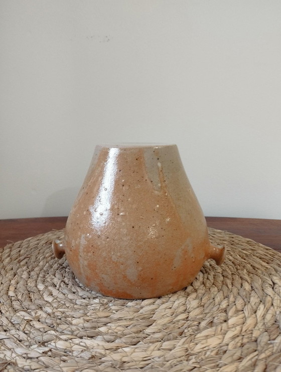 Image 1 of Grote Antieke Gelakte Aardewerk Pot - Authentiek en Vintage Deco