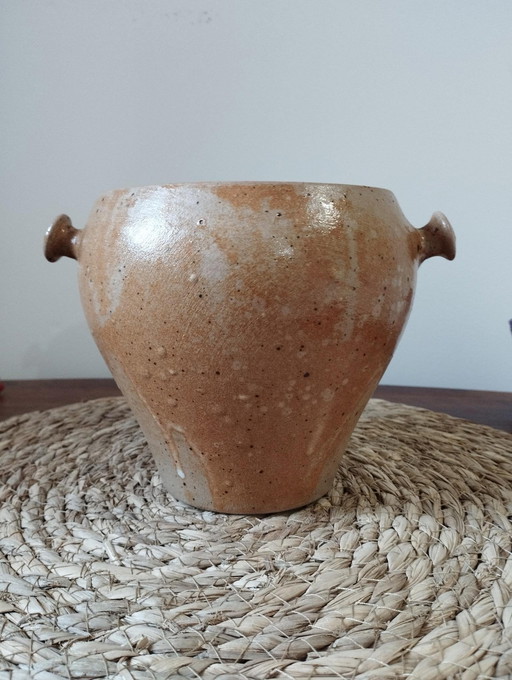 Grote Antieke Gelakte Aardewerk Pot - Authentiek en Vintage Deco