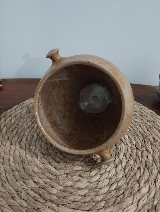Image 1 of Grote Antieke Gelakte Aardewerk Pot - Authentiek en Vintage Deco
