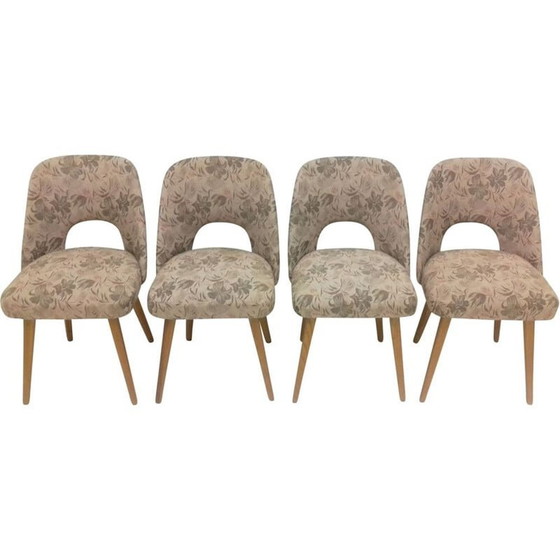 Image 1 of Set van 4 vintage beukenhouten stoelen door Oswald Haerdtl, Tsjecho-Slowakije 1950