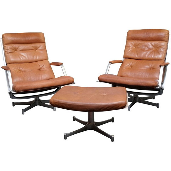 Image 1 of Paar vintage FK85 fauteuils met voetsteunen van Preben Fabricius en Jørgen Kastholm voor Kill International, 1960