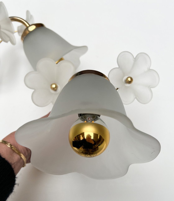 Image 1 of 2x Vintage muurlamp bloem