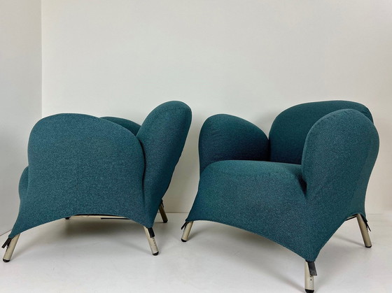 Image 1 of Van Der Berg, Bobo Fauteuils Met Petrol Bekleding