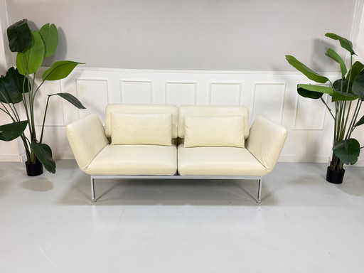 Brühl Roro Designer Leder Beige Sofa Bedbank