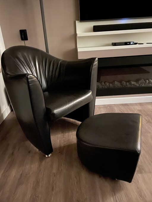 1X Leolux Sjamaan Fauteuil + Voetenbank