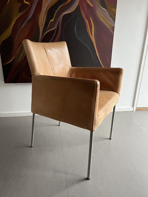 6X Topform Cognac Leren Eetkamerstoelen