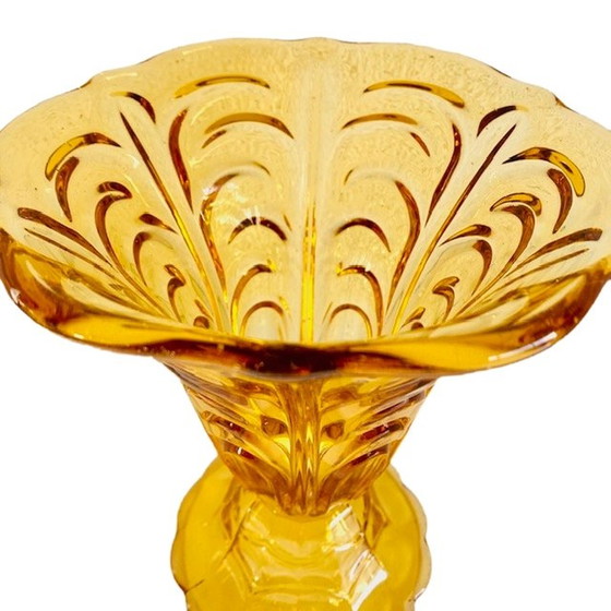Image 1 of Artdeco vaas amber glas 1930's