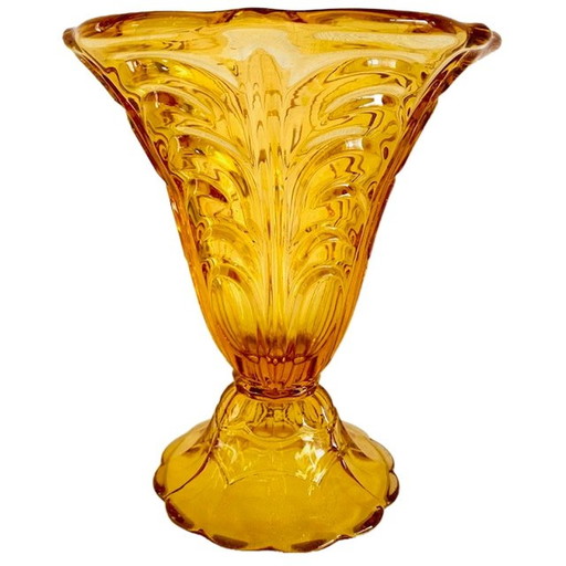 Artdeco vaas amber glas 1930's