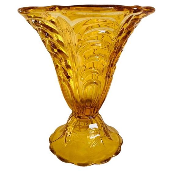 Image 1 of Artdeco vaas amber glas 1930's
