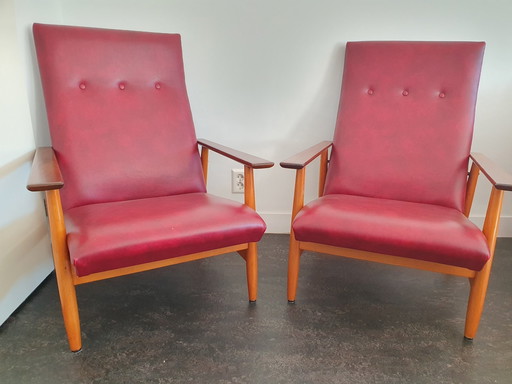 2x Vintage Mid Century Fauteuils