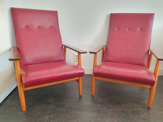 Image 1 of 2x Vintage Mid Century Fauteuils