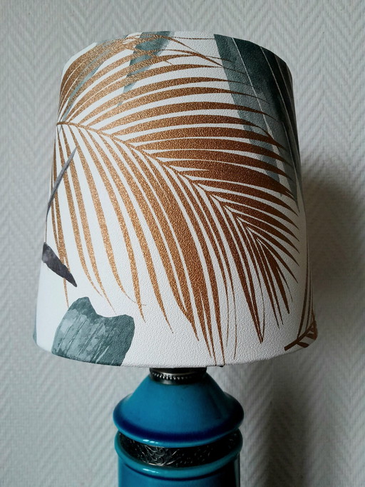 Blauwe Keramische Lamp Klauwvoeten Jungle Schaduw