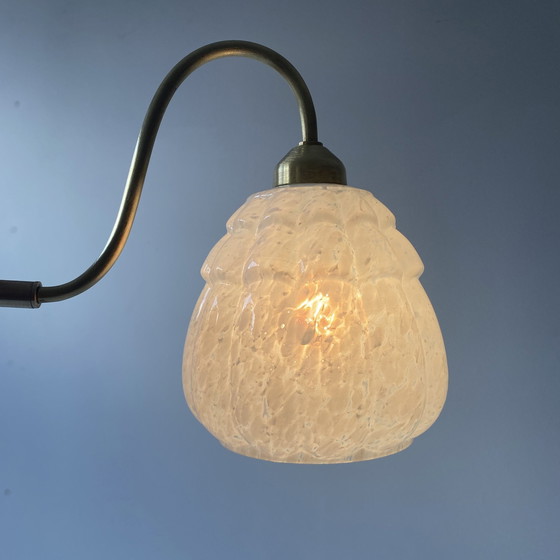 Image 1 of Antiek Clichy Vintage Glazen Zwanenhals Wandlamp