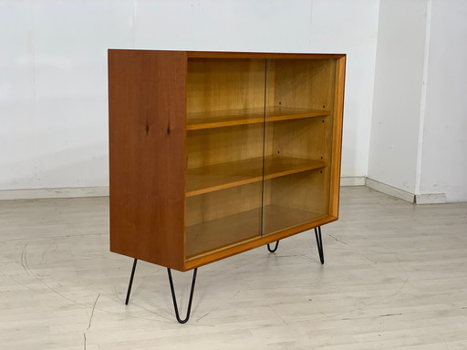 Mid Century ladekast vitrinekast halkast vintage