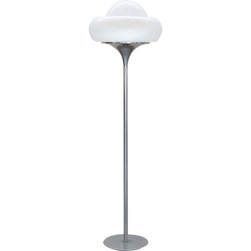 Vintage chromen metalen vloerlamp door Harvey Guzzini voor Guzzini, Italië 1960