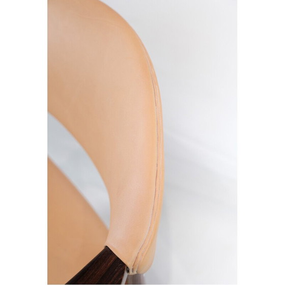 Image 1 of Vintage bureaufauteuil in rozenhout met licht naturel leer van Kurt Olsen, jaren 1960