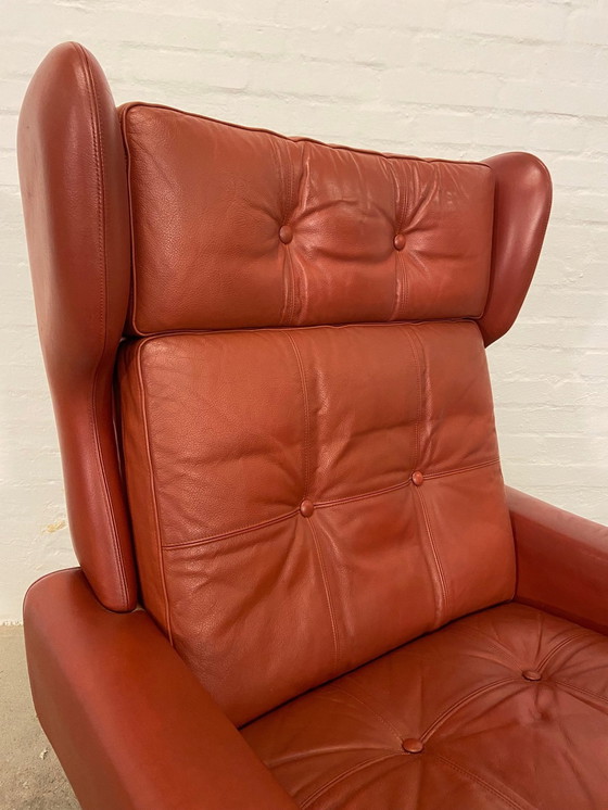 Image 1 of Vintage Retro Deense Mid Century Svend Skipper Cognac Leren Clubfauteuil jaren 60