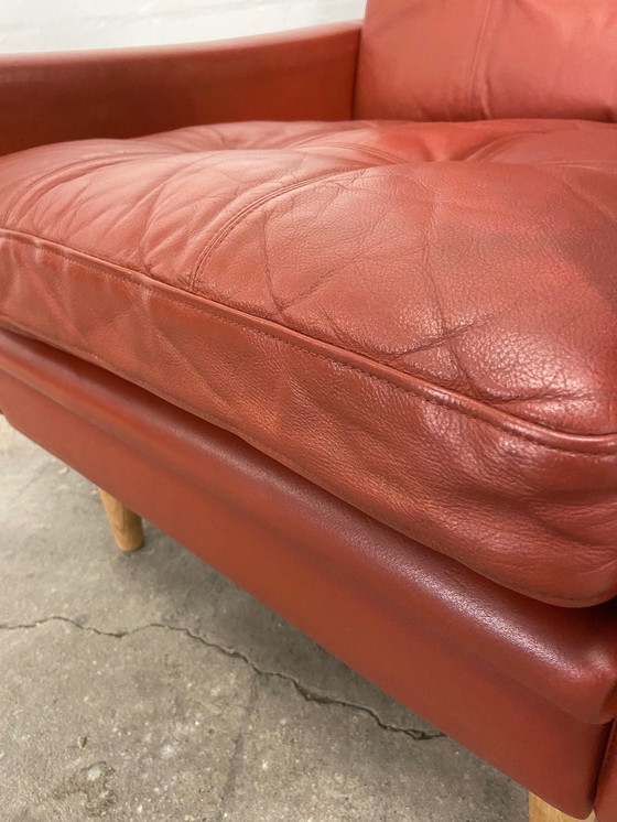 Image 1 of Vintage Retro Deense Mid Century Svend Skipper Cognac Leren Clubfauteuil jaren 60